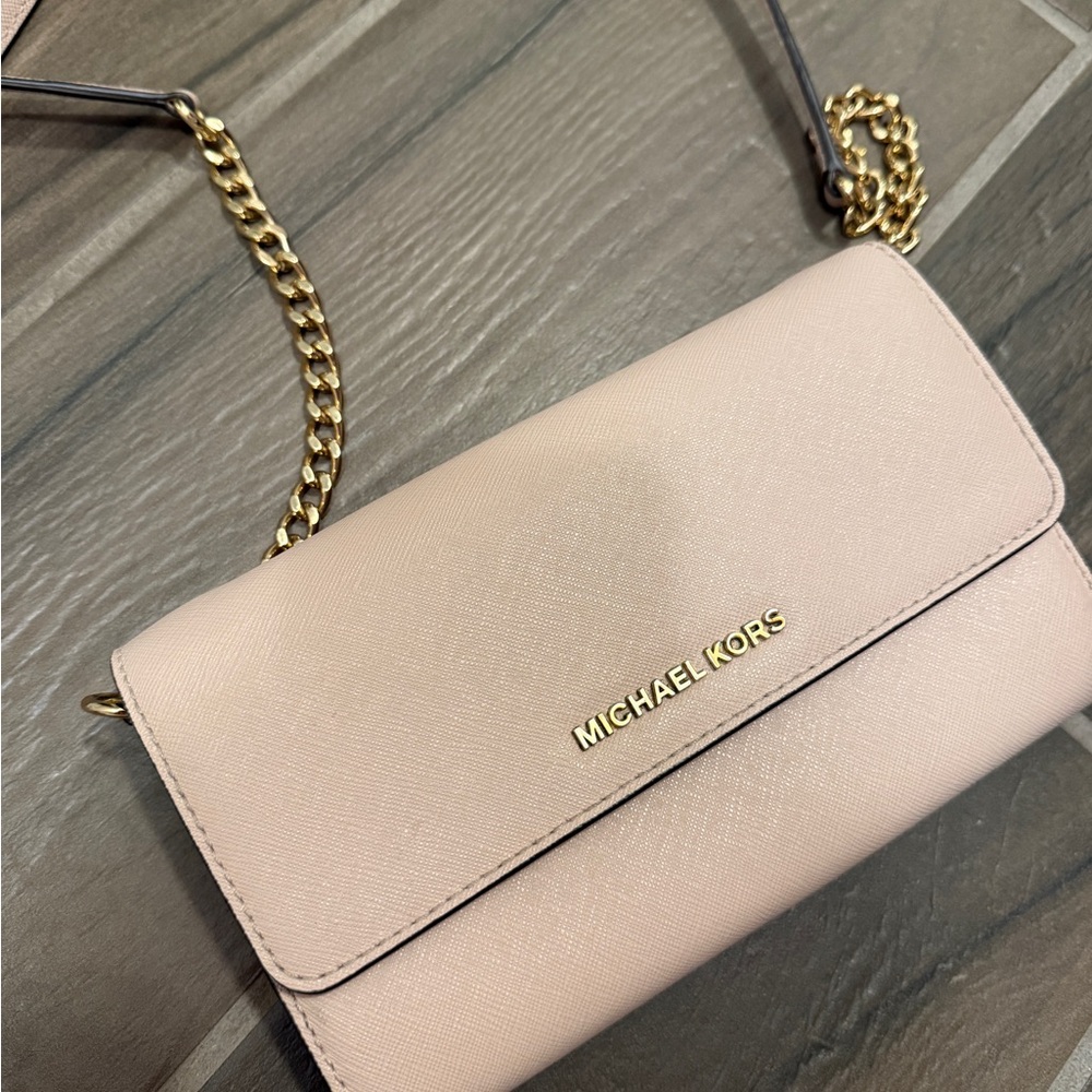 Michael Kors Pink Crossbody Bag with Gold Chain